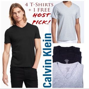 4 Calvin Klein V-Neck T-Shirts Grey & Black+1 FREE
